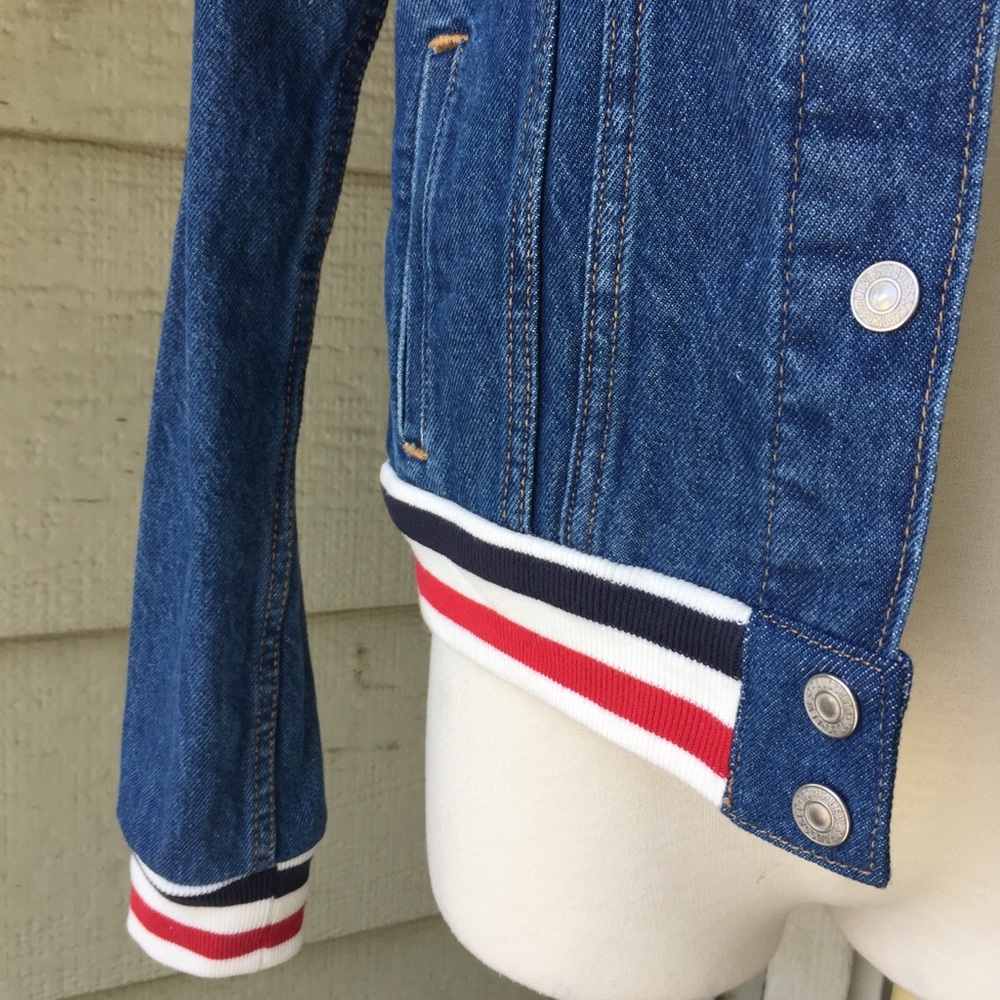 NWT Levi’s Rib Trim Trucker Varsity Denim Jean Jacket Brick/Mortar NEW - Picture 10 of 16